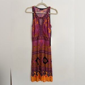 Hale Bob Purple and Orange Sleeveless Midi Dress size XS